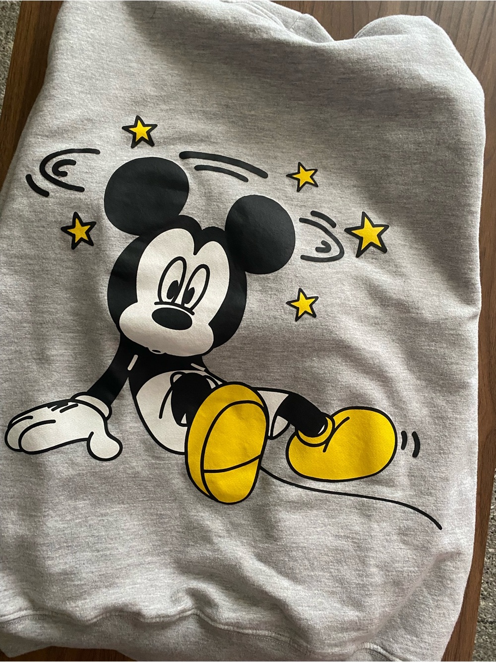 Adult Grey Mickey Mouse Graphic Sweatshirt with Yellow Accents